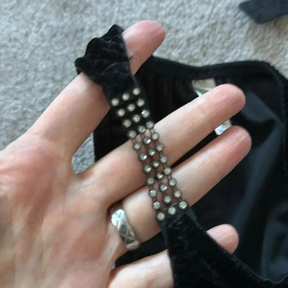 Victorias Secret Rhinestone Velvet Bi rage Set Panties S and Bra Unlined 34B - Picture 4 of 6